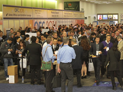 The show floor crowd at OFC 2014.